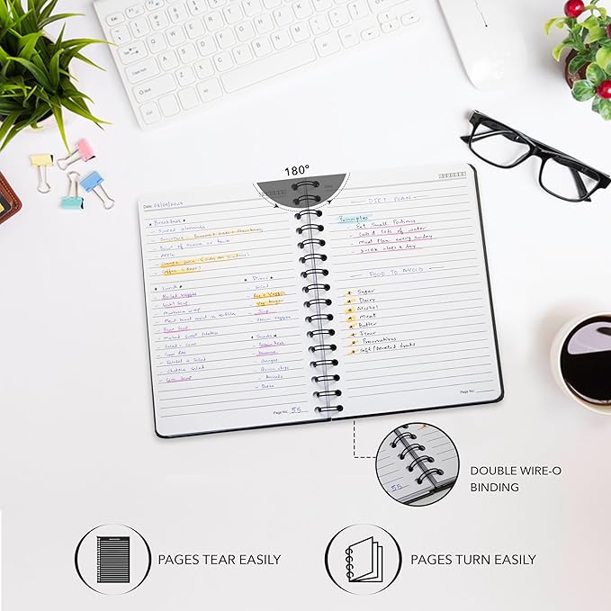 Lined Spiral Notebook Journal For Women & Men - Hardcover A5 Notebook 170 Pages, Journaling Notebooks for Work & Note Taking Writing Journal - Purple