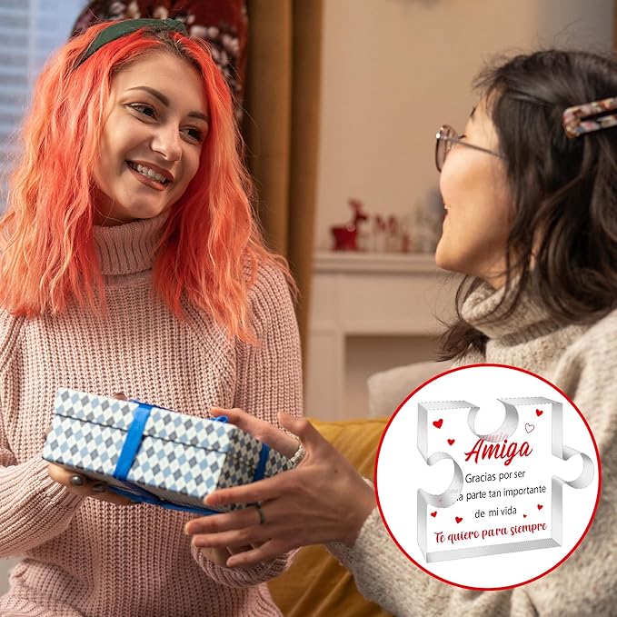 Yopyame Spanish Friends Birthday Gifts - Regalos para Amiga Acrylic Puzzle Plaque Best Friendship Acrylic Desk Sign Te quiero para siempre Keepsake Paperweight in Spanish for Best Friend Birthday Gift