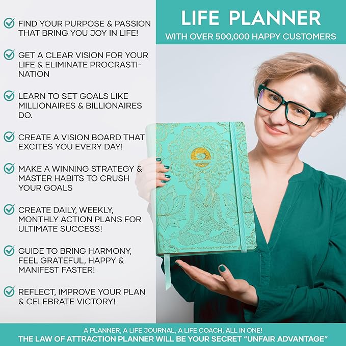 2026 Planner Weekly and Monthly | Law of Attraction Planner with Panduo App | A 12 Month Journey for Productivity, Gratitude & Goal Setting | Includes Foldable Vision Board, Gift Box & Stickers