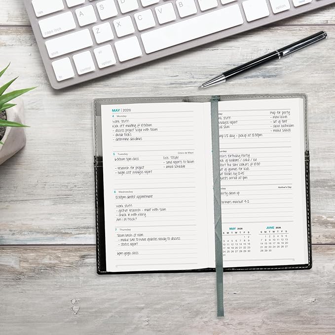2026 Pocket Planner/Pocket Calendar and Pen, 3.5"x6": Includes 14 Months (November 2025 - December 2026) / 2026 Weekly Planner/Weekly Agenda/Monthly Calendar Organizer (Gray/Black)