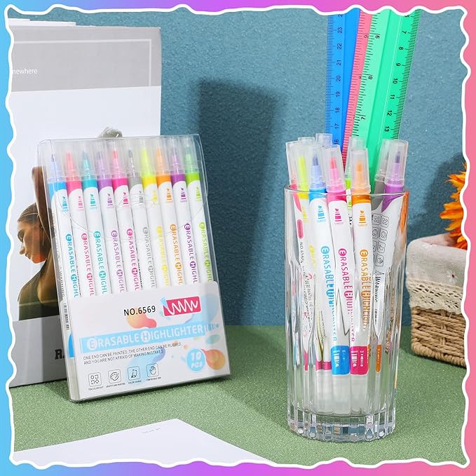 Zhehao 40 Pcs Erasable Highlighters, Smooth Writing Double Head Highlighter for School Office Back to School Supplies Occ Shoebox Gifts