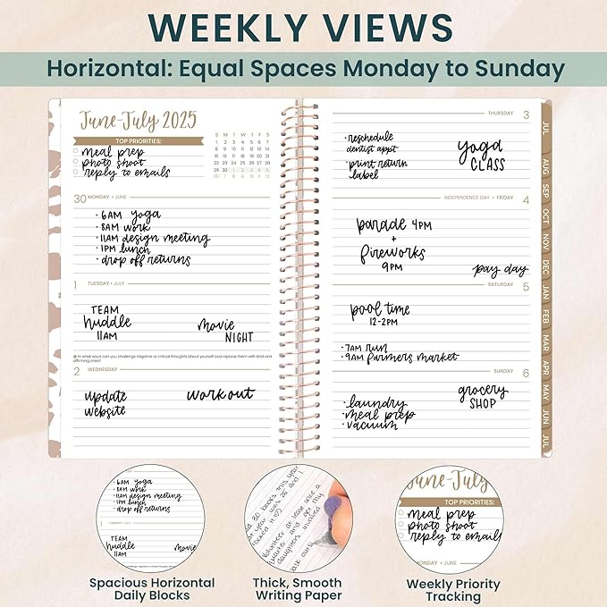 bloom daily planners 2025-2026 Academic Year Daily Planner (July 2025 - July 2026) - A5 Weekly & Monthly Calendar Agenda Organizer Book with Stickers - 5.5" x 8.25" - Tan Leopard