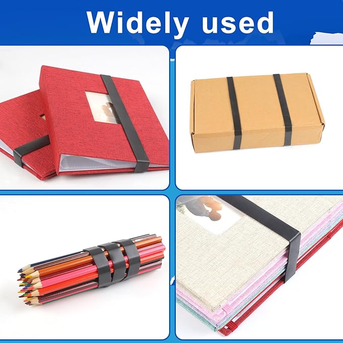 Large Rubber Bands Heavy Duty, 22 Pcs Size 107 Black Rubber Bands, Elastic Bands Suitable for Office Supplies and Trash Cans.