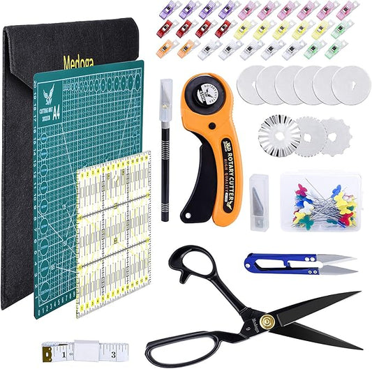 104Pcs Rotary Cutters, Rotary Cutter Set with Cutting Mat, Patchwork Ruler, Carving Knife, Rotary Cutter Kit for Sewing and Quilting