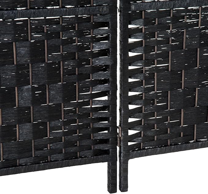 NicBex Room Divider 6 Panel Room Dividers with Wicker Weave Design Partition Room Dividers and Folding Privacy Screens 6 FT Wall Divider for Office, Room Separation,106.25"W x 0.75"D x 70.75"H, Black