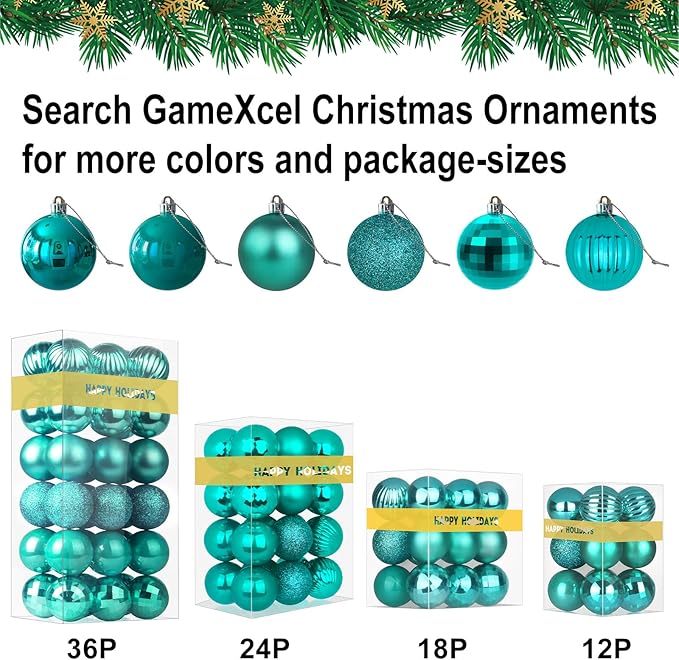 Teal 8.0" Extra Large Christmas Ornaments - Christmas Tree Decoration Balls Shatterproof Hanging Shiny Balls for Birthday Holiday Wedding Decorations Set of 2pcs