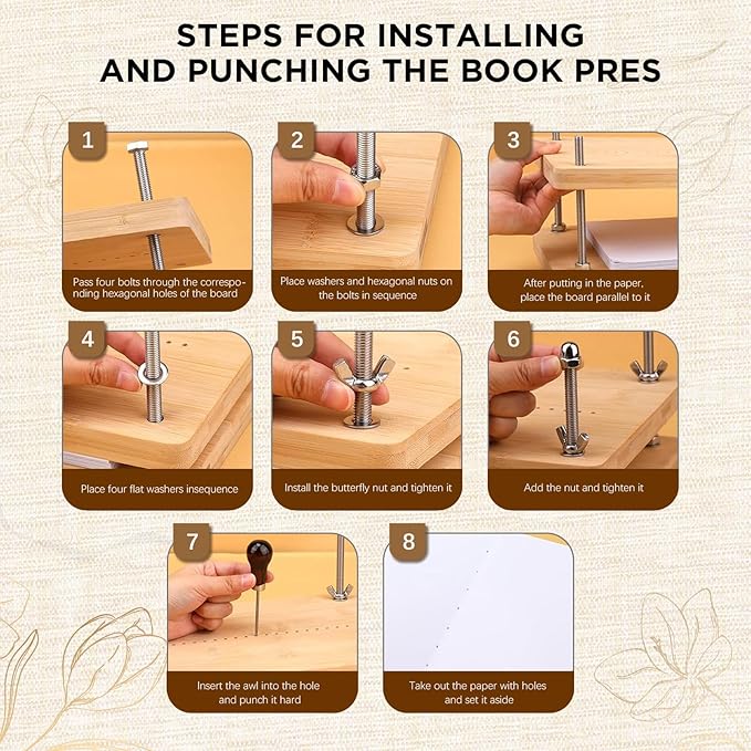 Book Binding Kits Wooden Book Press 11.8x7.56 inch Large Bookbinding Press Portable Binding Press for Binding Machine Bookbinding Supplies for DIY Bookbinding Easy Assemble