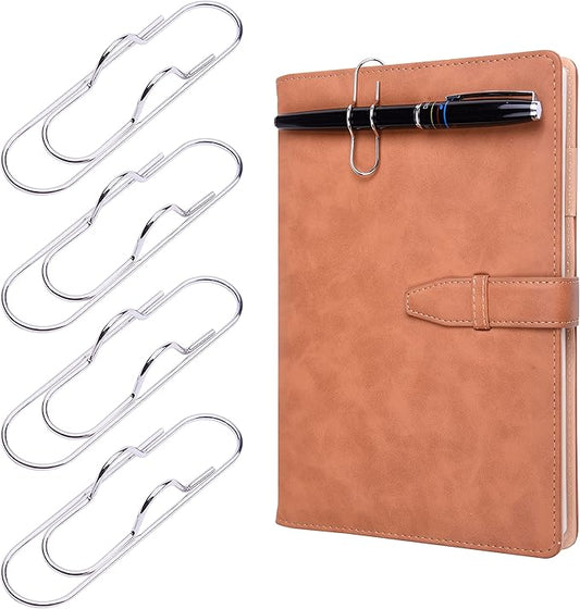 Wisdompro Pen Clip, 12 Pack Stainless Steel Pen Clip Holder for Notebook, Books, Journal, Clipboard, Paper, etc. - 2.6 x 0.7 inch (Silver)