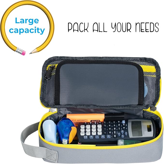 ECHSRT Large Pencil Case, Aesthetic Pen Pouch with Big Capacity, Minimalist Portable Stationery Bag with Handle for Office Organizer Aesthetic Pencil Cases