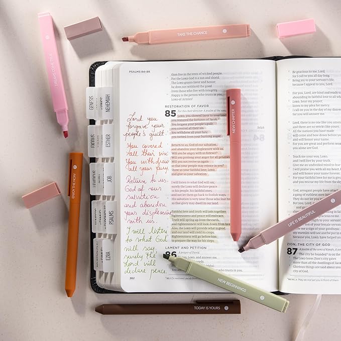 DIVERSEBEE Aesthetic Highlighters and Gel Pens, Earthy Bible Highlighters No Bleed, 8 Pack Assorted Colors Cute Journaling Pens, Bible Study Supplies (Dreams)