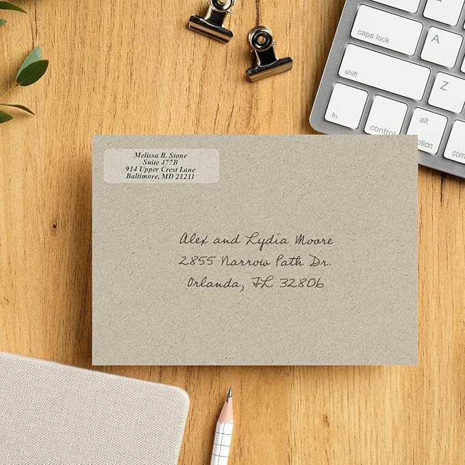 Clear Personalized Return Address Labels Without Dispenser - Roll of 500 Custom See Through Transparent Stickers