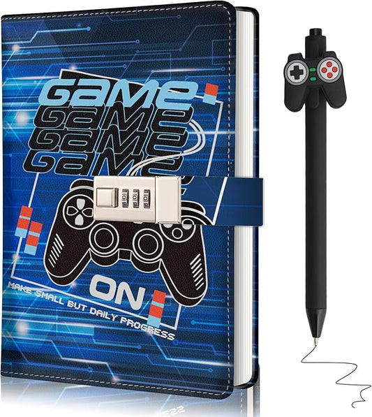 Game Diary with Lock for Boys Ages 8-12, Video Game Journal with Lock, Diary for Teen Boys 10-18, Christams Birthday Gifts for Kids Journal with Pen, Gaming Notebook Writing Gifts for 10 11 12 13 14 15 Teenages