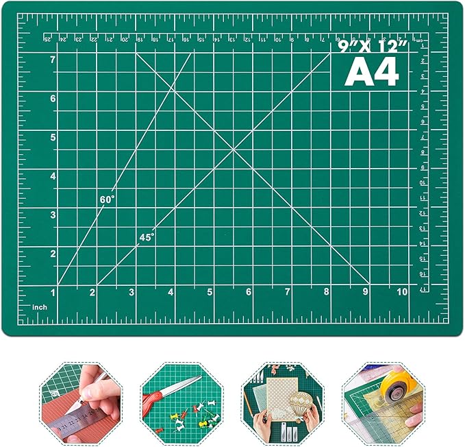 anezus Self Healing Sewing Mat, Rotary Cutting Mat Double Sided 5-Ply Craft Cutting Board for Sewing Crafts Hobby Fabric Precision Scrapbooking Project 9inch x 12inch(A4)