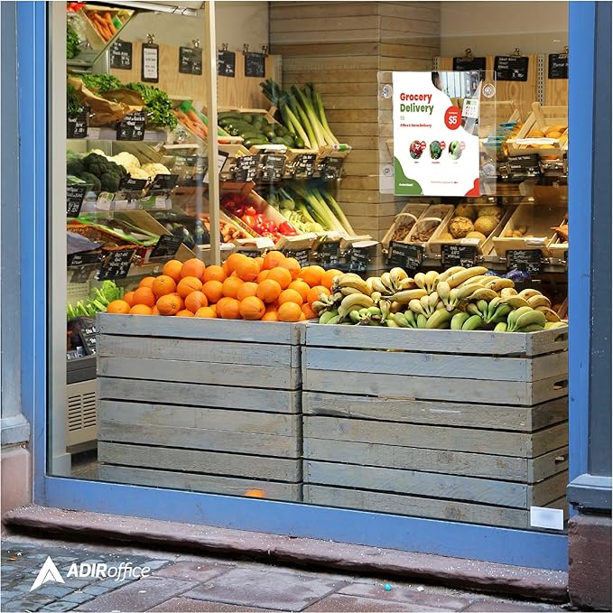 Adir Acrylic Sign Holder – Window Sign Holder with Suction Cups for Advertising and Promotion, Wall-Mount Display Frame, Clear Sign Holder Stand for Glass, Mall, Restaurants, Office - 2 pack (8.5x11 Inch)