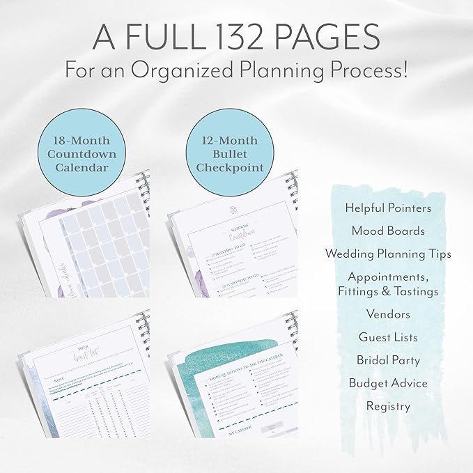 Your Perfect Day Wedding Planner Book and Organizer - Wedding Planner Book - Bridal Planning Binder with Countdown Calendar - Bride Gifts - (WATERCOLOR)