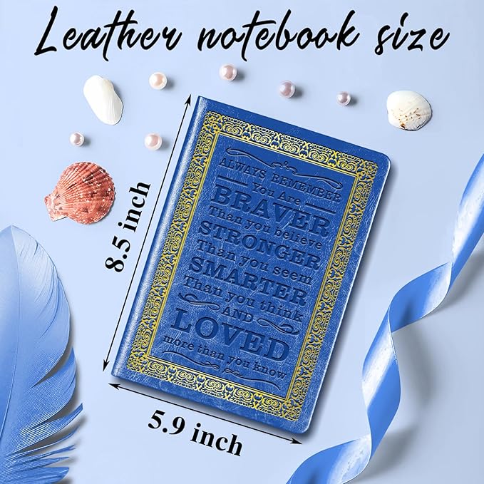 Dark Blue A5 Lined Leather Journal Notebook,Inspirational Leather Journal Notebook for Men Women,200 Pages 100 Gsm Thick Ruled Paper Daily Diary for School,Travel,Business,Work (Dark Blue)