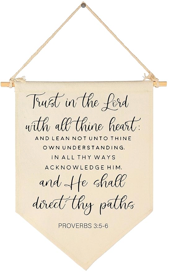 Bible Verse Sign-Scripture Banner Decor- Inspirational Home Decor-Wall Flag Decoration For Living Room Front Door Playroom Bedroom-Trust In The Lord With All Thine Heart