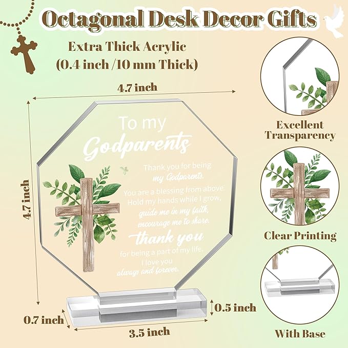 Yopyame Acrylic Gift Godparents Gift for Women Thank You for Being My Godparents Gift Godparent Gifts from Godchild Godparents Office Desk Decor Birthday Keepsake Gift for Godparents