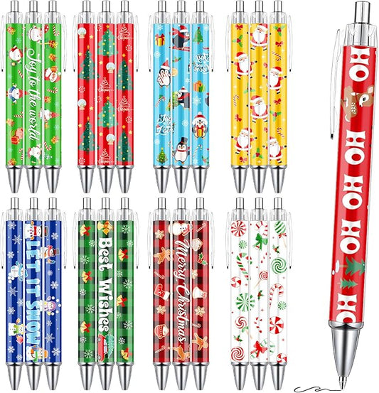 Merry Christmas Ballpoint Pens - 36 Pcs Snowman Santa Claus Candy Penguin Pens Set Retractable Smooth Writing Pen Bulk Gifts for Men Women Office Classroom Bookish Teacher Christmas Gift