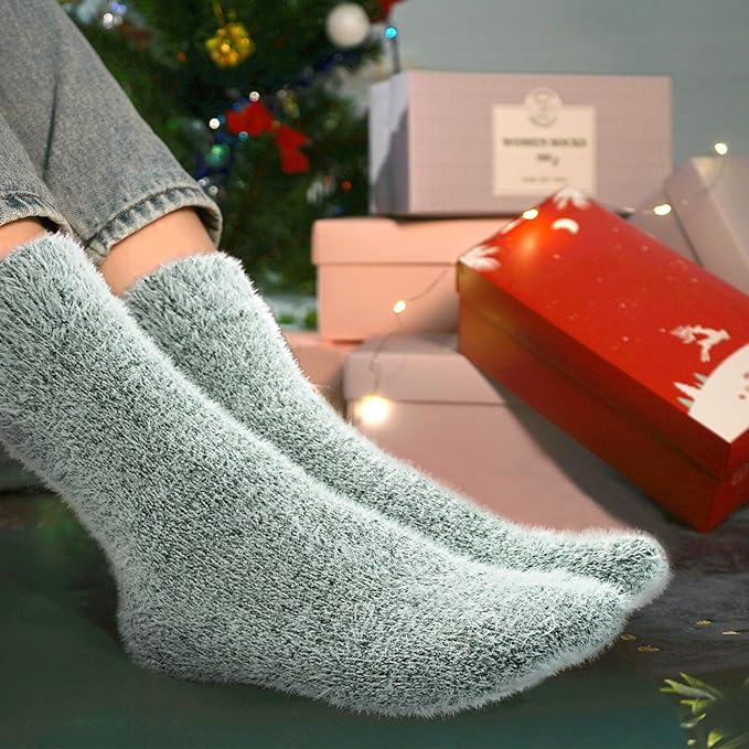 5 Pairs Fuzzy Soft Cozy Comfortable Socks for Women, Casual Sleep Comfy Socks, Perfect Warm Winter Gifts for Women