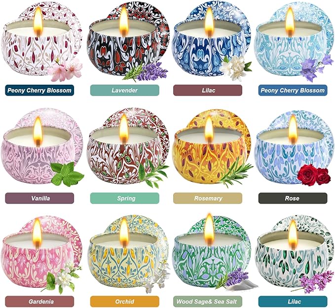 12 Pack Scented Candles Gifts for Women, Natural Soy Candles for Home Scented, Aromatherapy Candle Christmas Gifts Sets for Women, Sister, Friends, Colleague