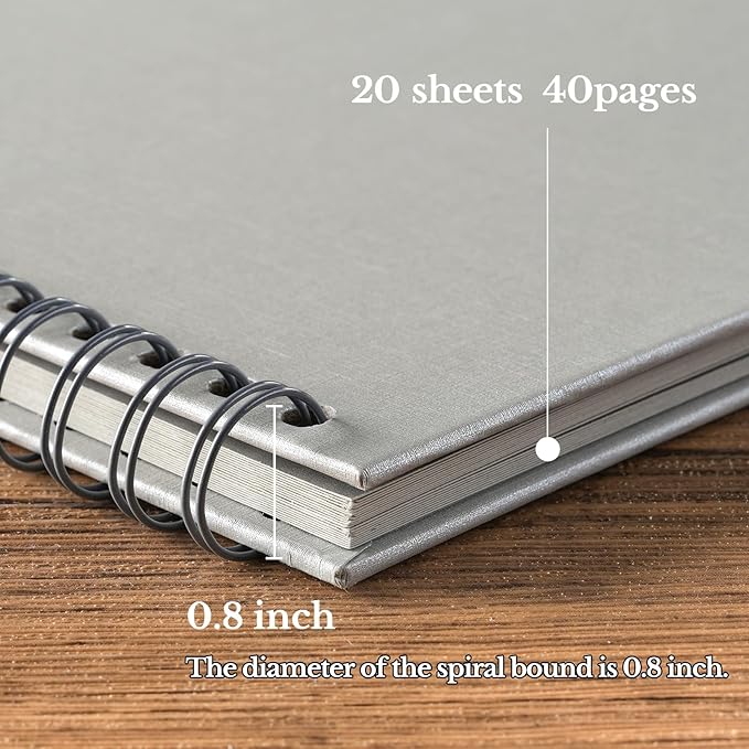 potricher 7 x 7 Inch DIY Scrapbook Album 40 Pages Hardcover Kraft Paper Scrap Book Photo Albums Memory Book for Wedding and Anniversary Family (Gray, 7 Inch)