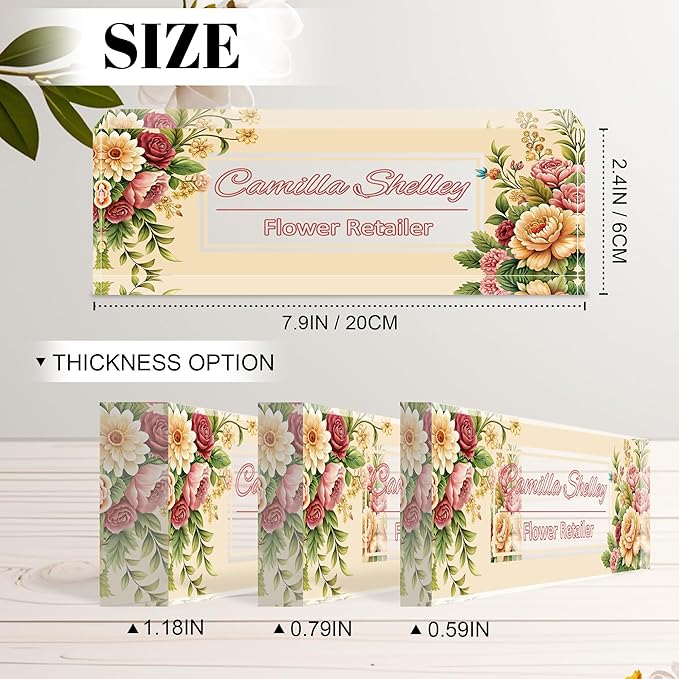 Ship Next Day Personalized Name Plate for Desk, Custom Acrylic Desk Name Sign, Office Appreciation Gifts for Women Men Coworkers Boss Teacher Employee (Flower-Rose)