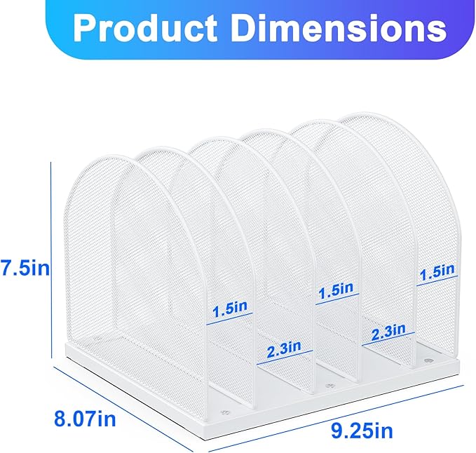 gianotter Desktop File Organizer, Desk Organizer with 5 Compartments, Paper Organizer for Desk, Workspace Organizers for Office Supplies (White)
