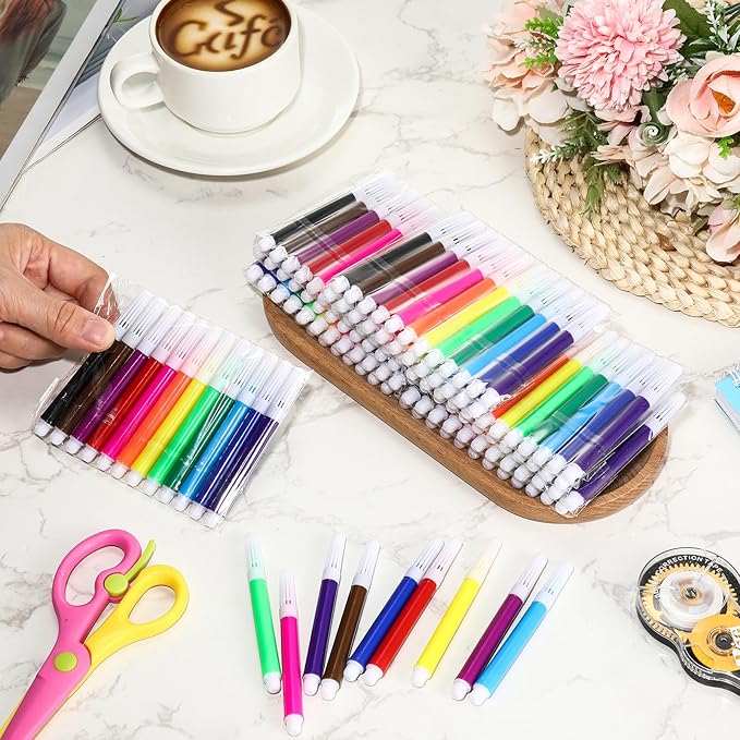 576 Pcs Mini Markers Colored Pen 3.4 Inch Vibrant Colors Portable Short Colored Markers Assorted Multicolor Watercolor Marker Pen for Kids and Adult Glass Office School Supplies (12 Colors)