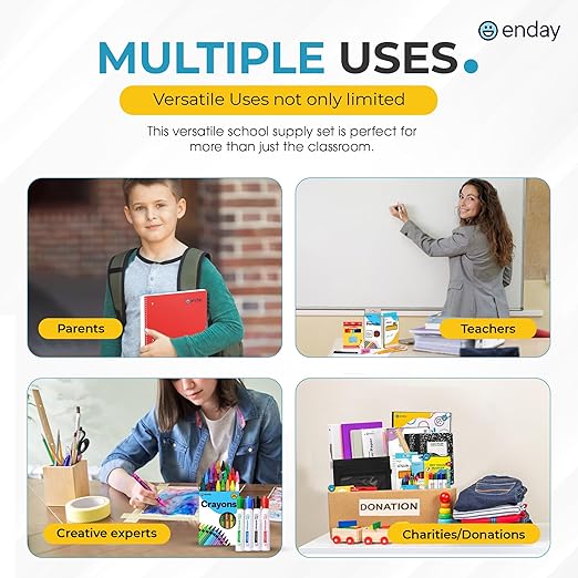 Enday 4th and 5th Grade School Supplies Kit - 79 Piece Back to School Supplies Kit, Premium Quality Kids School Supplies for Girls & Boys, Fourth & Fifth Grade Elementary School Supplies for Kids