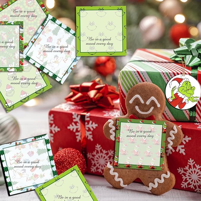 9 Pieces Christmas Sticky Notes Christmas Design Self-Adhesive Note Pads Winter Sticky Memo Notes for School Office Home Supplies Students Teachers Gift