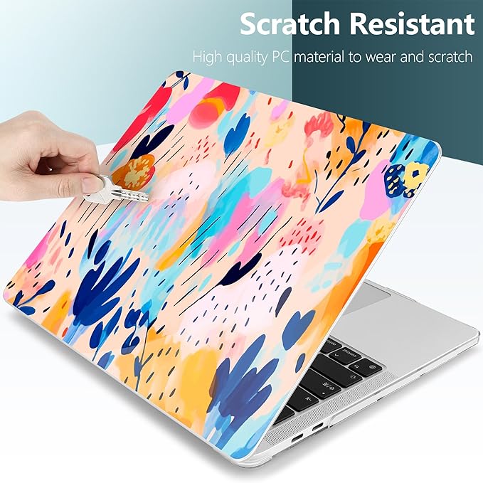 TWOLSKOO Compatible with MacBook Pro 13 inch Case 2023-2016 A2338 M2/M1 A2251 A2289 A2159 A1989 A1706, Plastic Hard Shell Cover & Keyboard Skin & Screen Protector, Bright Abstract Florals