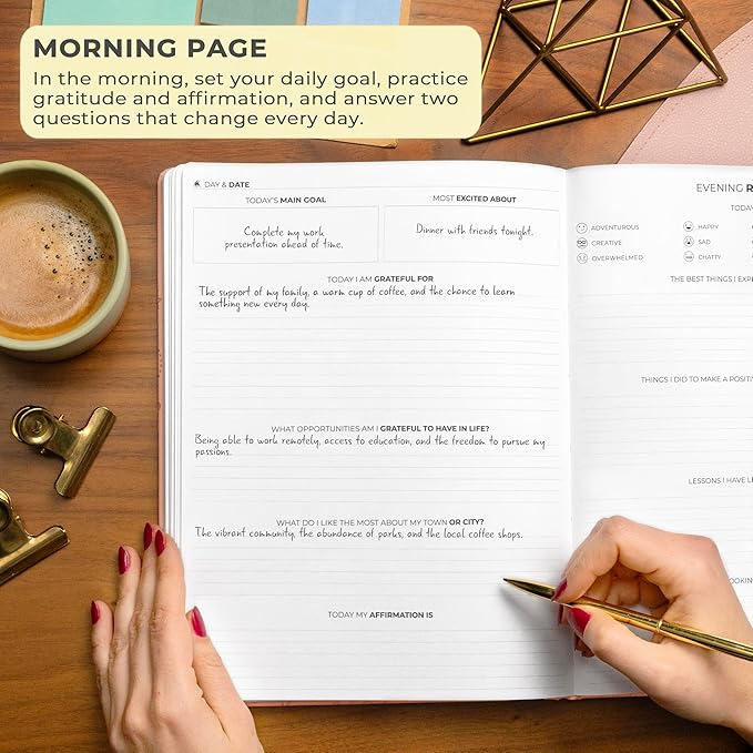 Clever Fox Gratitude Journal Large – Happiness, Positivity & Affirmation Journal – Inspirational Daily Notebook, 3 Months, 8.3x11” (Peach Pink)