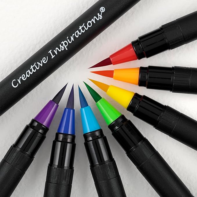 Creative Inspirations Watercolor Brush Pen Set - Water-Soluble Pens for Painting and Coloring - Set of 48 Assorted Colors