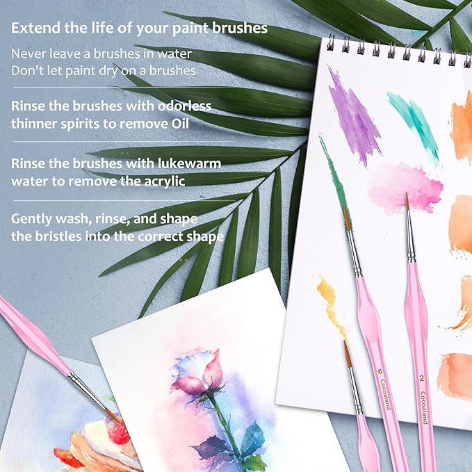 Miniature Paint Brushes,10Pcs Round Pointed Tip Paintbrushes, Micro Detail Paint Brush Set, Triangular Grip Handles Art Brushes Perfect for Acrylic, Watercolor, Oil, Craft (Blush)