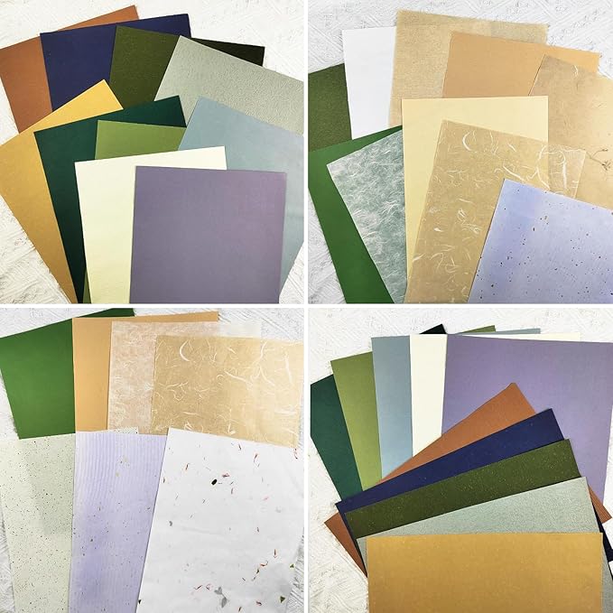 30 Pcs Scrapbook Paper Textured Paper, A4 Craft Scrapbooking Psaper Mulberry Papers Special Decorative Papers for Scrapbooking, Art Journaling, Card Making