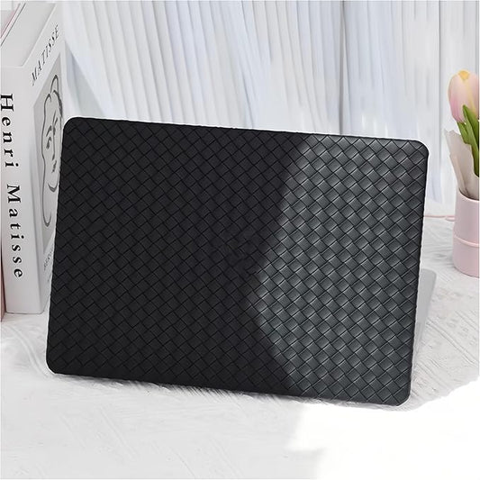 Woven Case for MacBook Air 15 inch Case 2023 2024 2025 M4 A3241 M3 A3114 M2 A2941,for Mac Air M2 Sturdy Protective Leather Woven Textured Cases&Keyboard Cover for Mac 15 M4 Weave,Boho Black