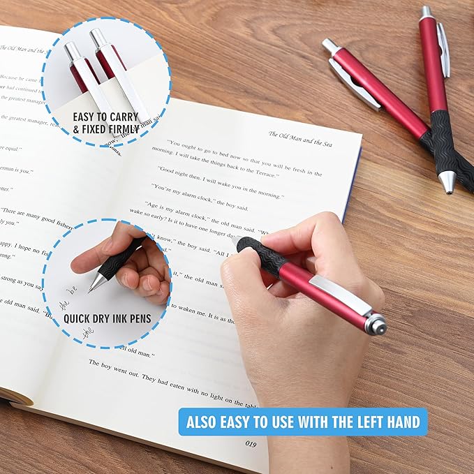 HZIDYAKE Gel Pens Bulk, 50 Black Ink Gel Pens, Smooth Writing Without Losing Ink, 0.5mm Fine Tip for Schools, Offices, Nurses Notes Office Supplies (Red Body)