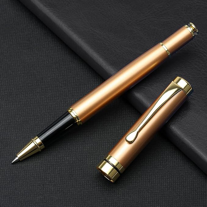 YIVONKA Personalized custom pen Luxury pens Free Engraving roller Ballpen,Ballpoint pen,office ballpoint pen, Black Ink,Gifts for Men,Women, Classy Gift Box (Rose Gold)