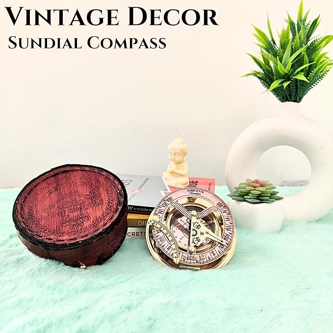 Navigate Your Destiny with Grace: Exquisite Vintage Brass Compass with Leather Case - Your Distinctive Guide Through Life's Adventures (4 Inch) - Use or Gifting