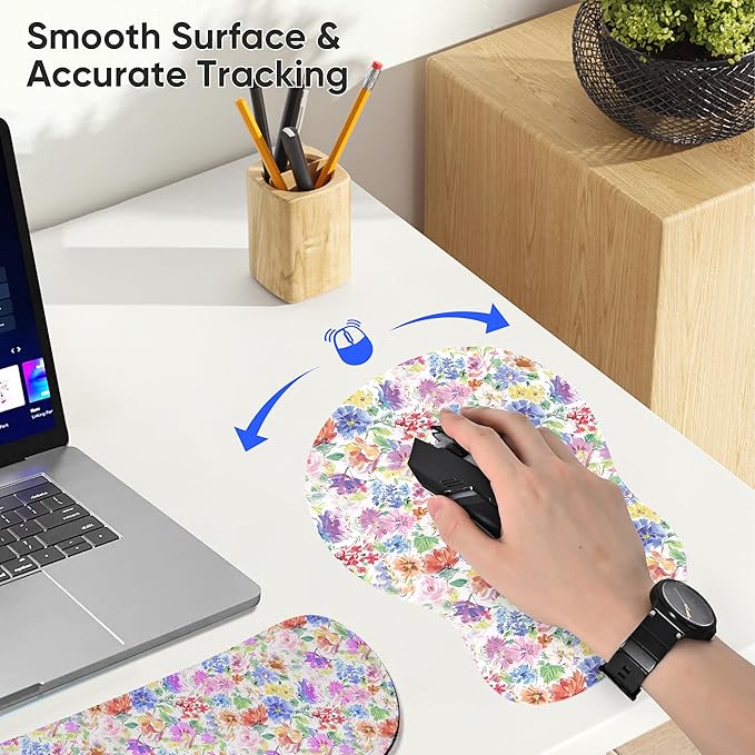 Keyboard Wrist Rest Pad and Mouse Wrist Rest Support Gaming Mouse Pad Ergonomic Gel Memory Foam Set for Computer, Laptop, Office, Pain Relief, Comfortably Typing (KM-38)