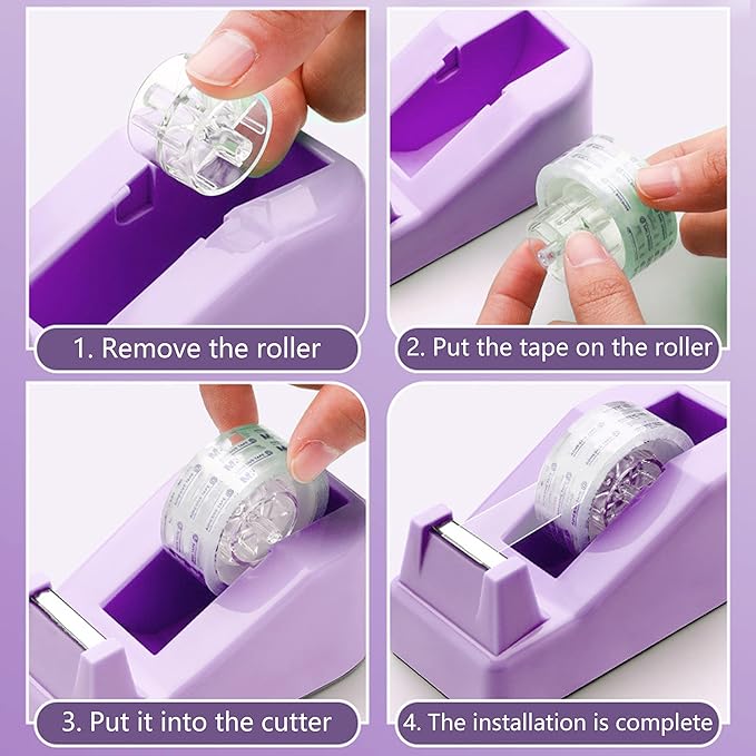 Purple Office Supplies, Purple Desk Accessories, Stapler, Staple Remover, Tape Holder, Pen Holder, Ballpoint Pen, Scissor, Binder Clips, 1000 Staples, Phone Holder, Ruler, Transparent Glue and Notes