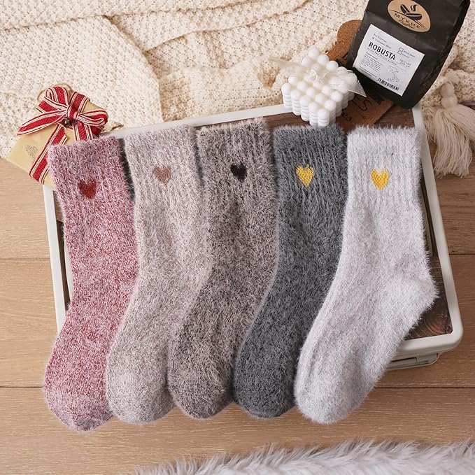 5 Pairs Fuzzy Soft Cozy Comfortable Socks for Women, Casual Sleep Comfy Socks, Perfect Warm Winter Gifts for Women
