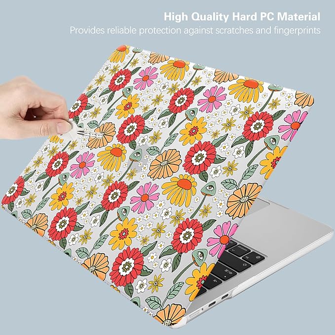 KEROM Compatible for MacBook Air 13 inch Case 2025 M4, 2024-2022 M3 M2 A3240 A3113 A2681, Cute Sleek Aesthetic Plastic Hard Shell & Keyboard Cover, Abstract Seamless Floral
