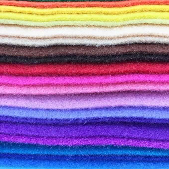 28pcs Thick 1.4mm Soft Felt Fabric Sheet Assorted Color Felt Pack DIY Craft Sewing Squares Nonwoven Patchwork (15x15cm)