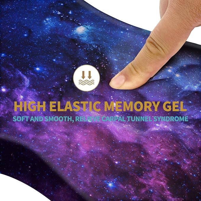 Hokafenle Ergonomic Mouse Pad Wrist Support with Massage Design, Wrist Rest Pain Relief Mousepad with Memory Foam&Non-Slip PU Base, Mouse Pads for Wireless Mouse & Desk (12x8 inch,Galaxy)
