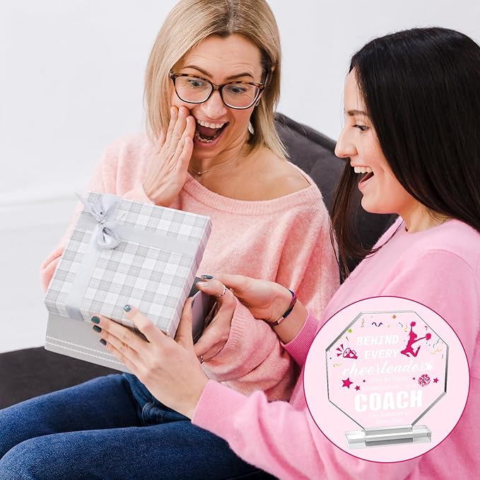 Yopyame Acrylic Cheer Coach Plaque - Cheer Coach Keepsake Paperweights for women Thank You Gift for Coach Cheerleader Birthday Retirement Cheerleading Coach Appreciation Office Desk Decor Acrylic Sign