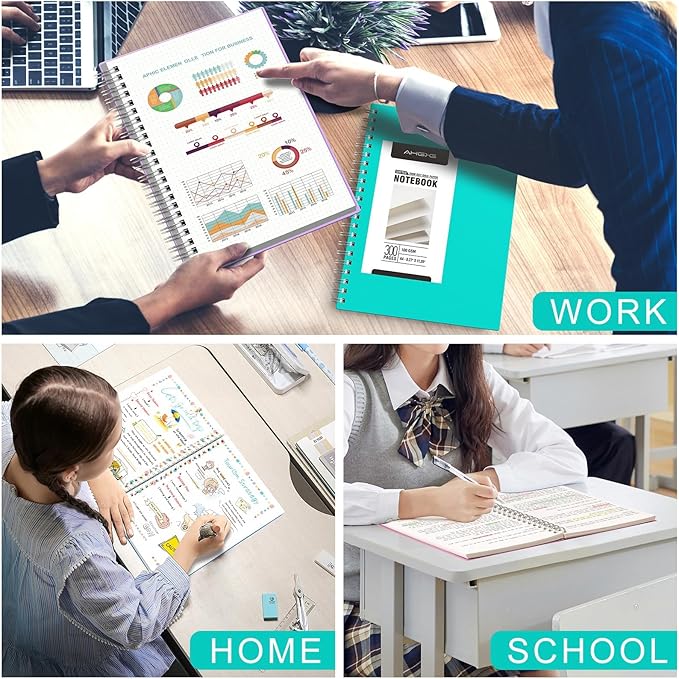 AHGXG Bullet Dotted Journal Spiral Notebook - 300 Pages Dot Grid Notebook B5 Thick Journal, 100GSM Thick Dotted Paper, Plastic Hardcover, with Journal Stencils, 7.3"X 10" - Purple