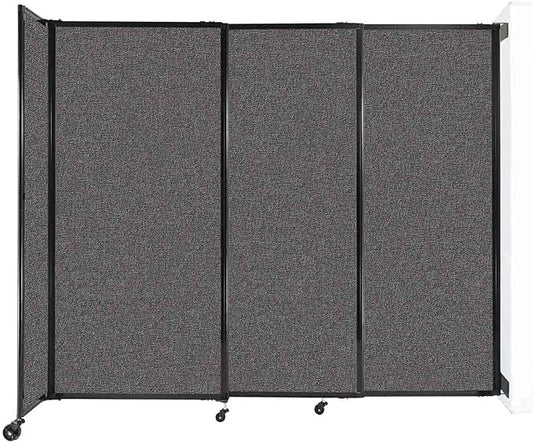 Wall-Mounted Sliding StraightWall Room Divider | Adjustable Widths | Locking Wheels | Room Separator | Up to 7'2" Wide x 6' Tall Charcoal Gray Fabric Panels