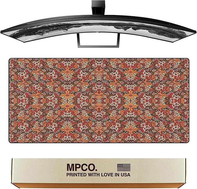 MPCO. Arabic Textiles Large Gaming Desk Pad - 36" x 17" Duraglyde Fabric Goldenrod Desk Mats - Non-Slip, Washable, Smooth Glide for Precision Gaming & Work